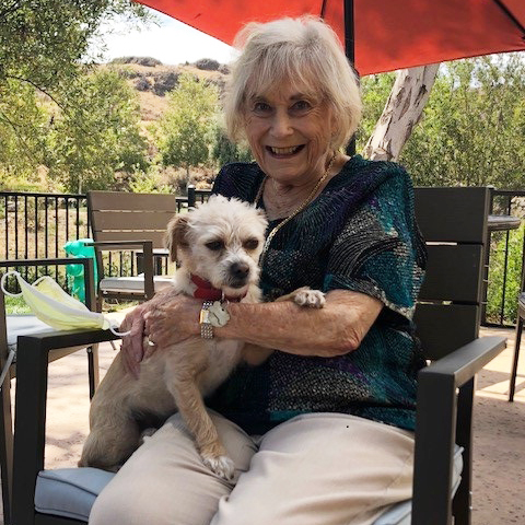 Resident Hertha Hollander and her furry friend, Brandy