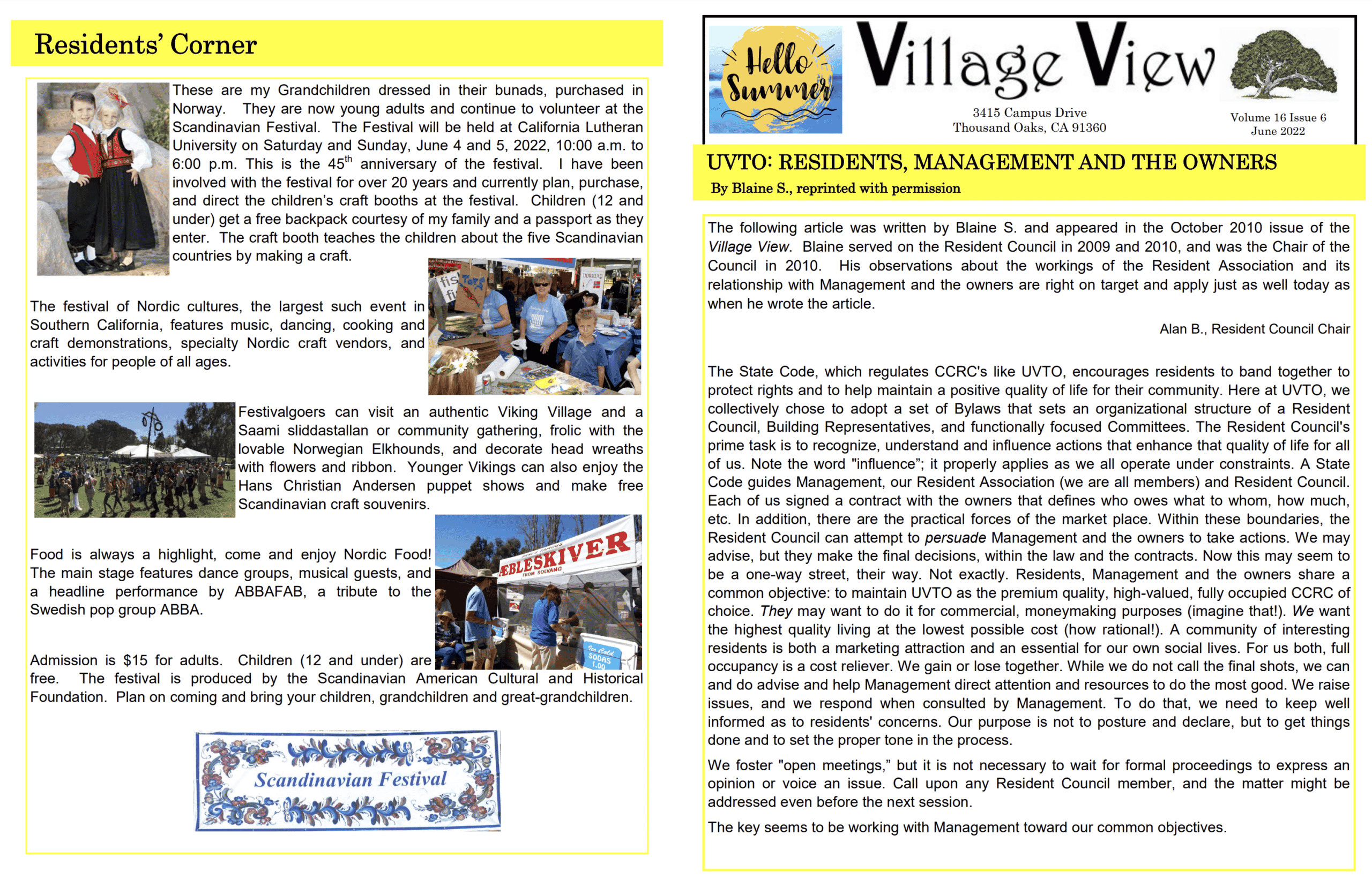 Village View UVTO July newsletter