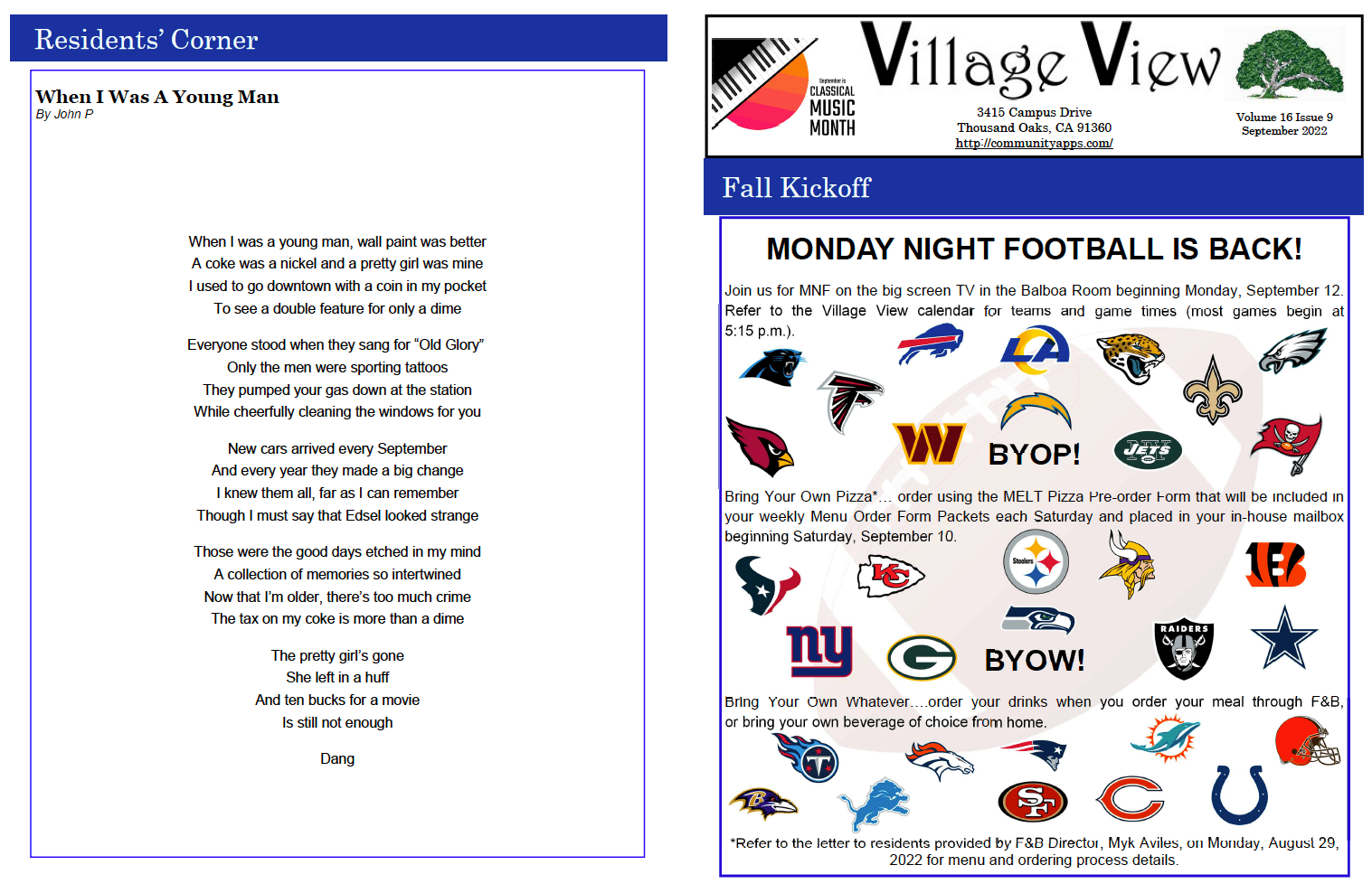 Village View September newsletter
