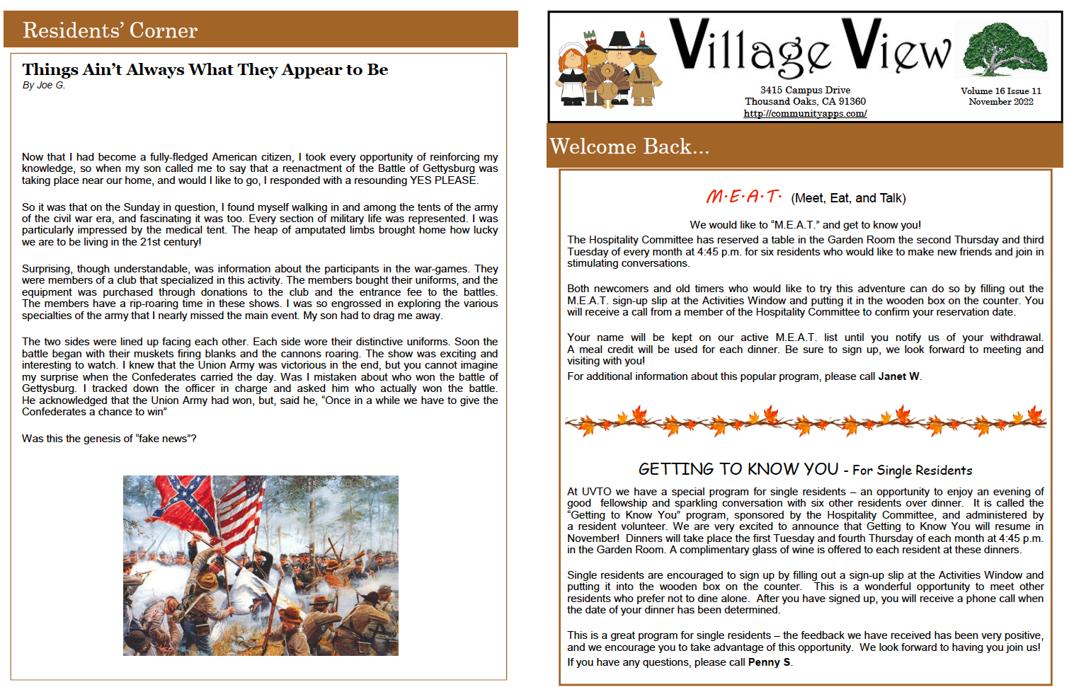 Village View November newsletter