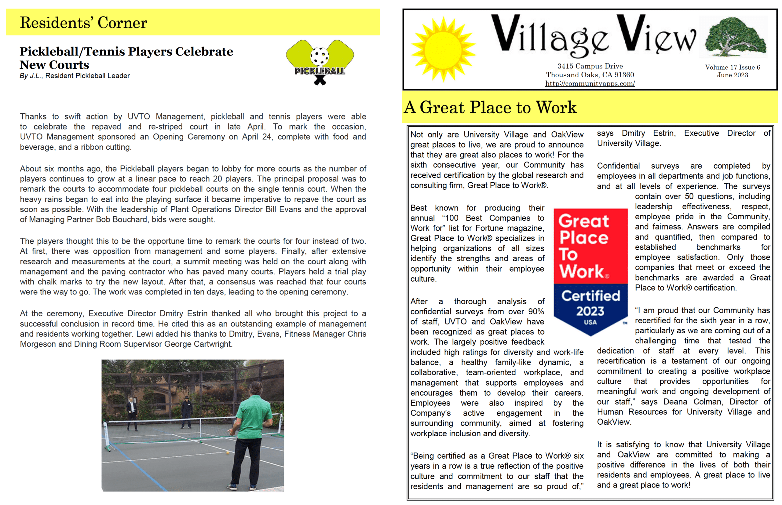 Village View June newsletter