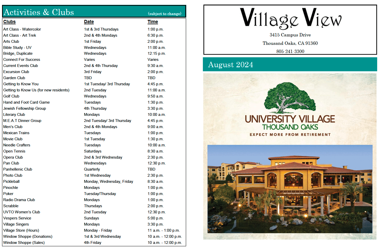UVTO Village View for August