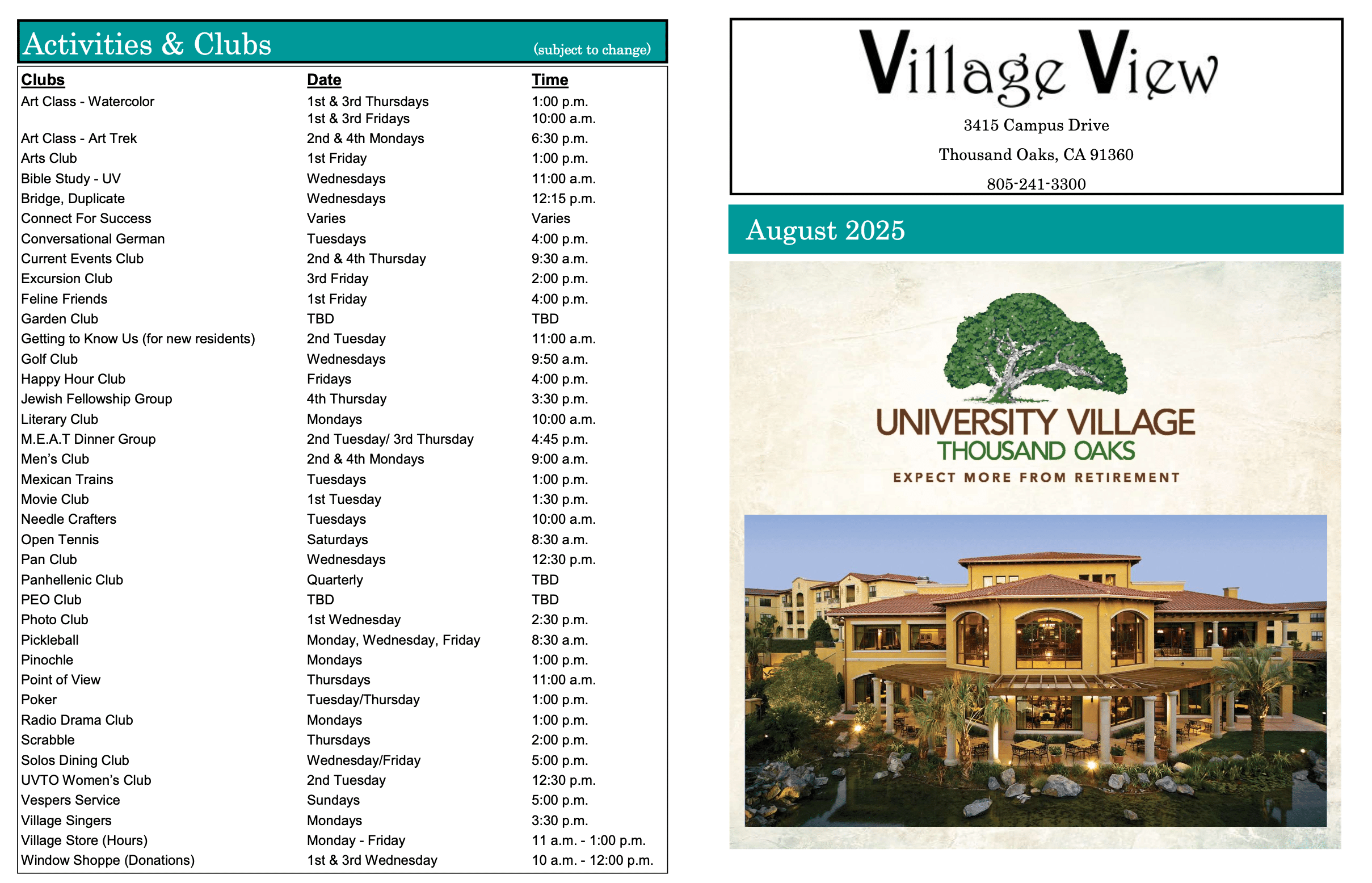 Village View August Newsletter