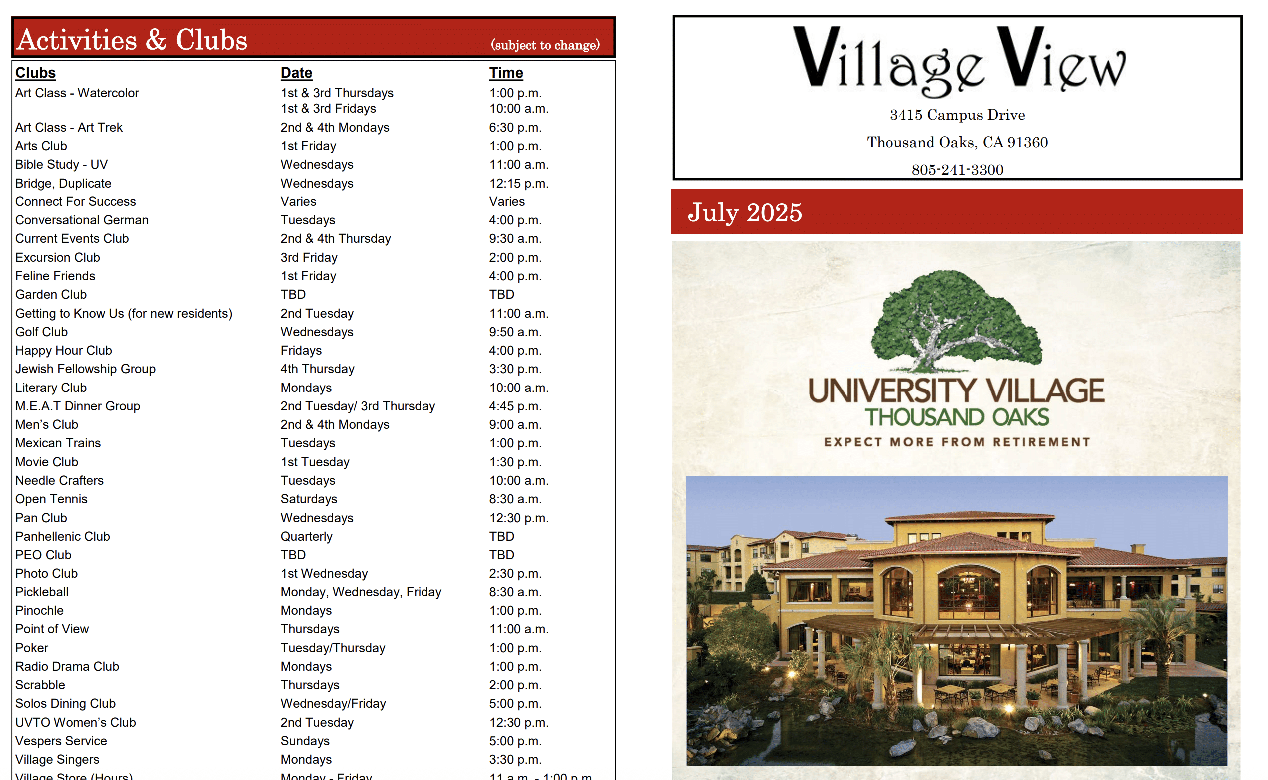 Village View July Newsletter
