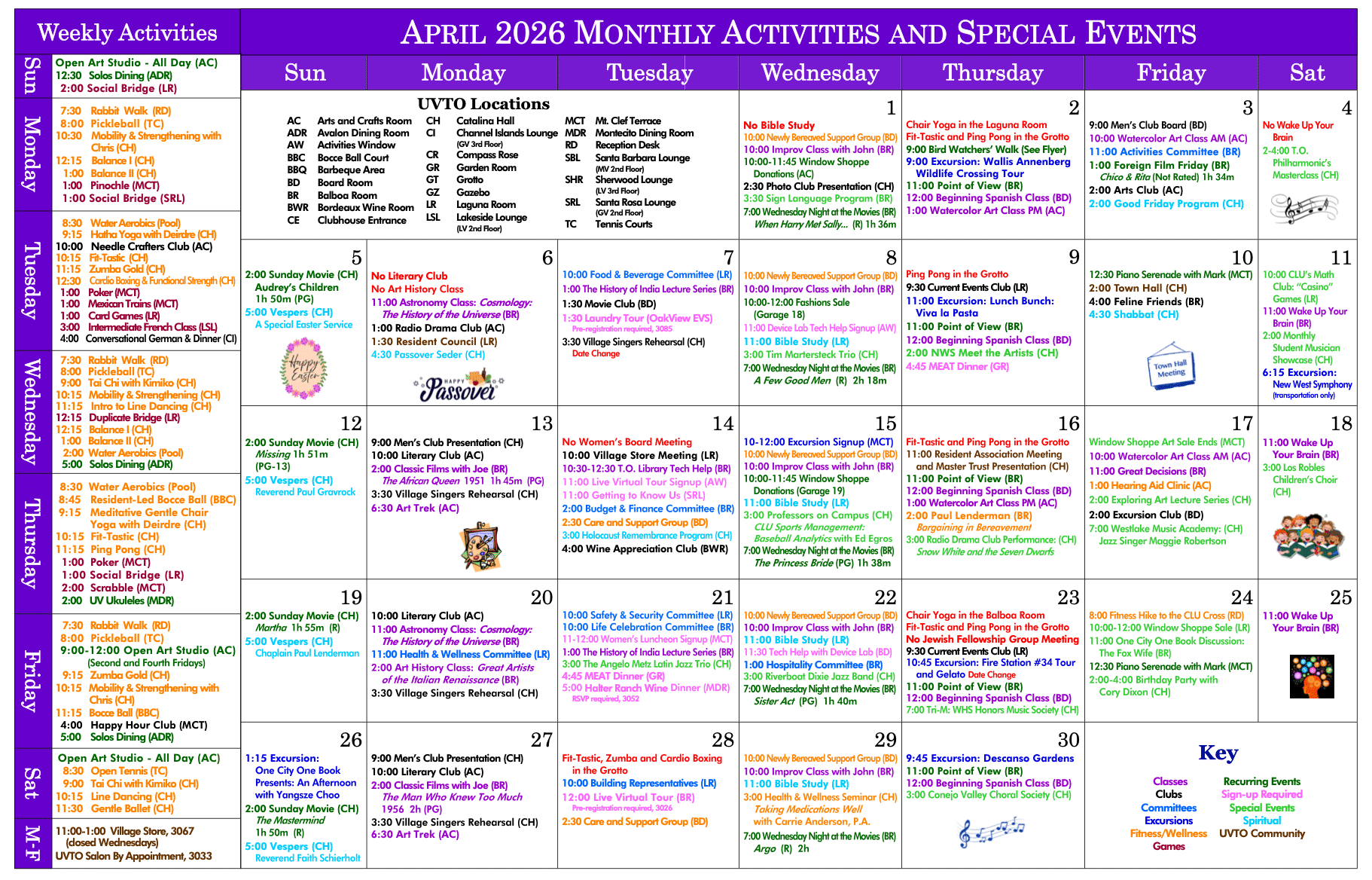 UVTO April 2026 Monthly Activities and Special Events